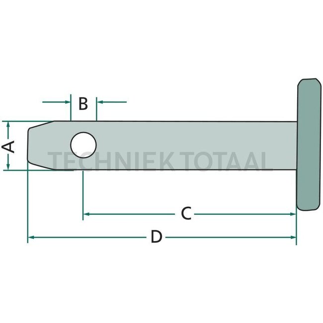 GRANIT Oberlenkerbolzen Kat. 1 - 20012830 | Ausführung: universal - mit T-Griff, ohne Kette | Kategorie: 1 | A: 19 mm | B: 11 mm | C: 89 mm | D: 105 mm