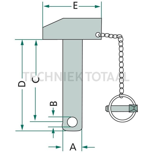 GRANIT Oberlenkerbolzen Kat. 1 - 20012841 | Ausführung: mit Kette | Kategorie: 1 | A: 19 mm | B: 12 mm | C: 110 mm | D: 125 mm | E: 75 mm | Menke-Nr.: 22772