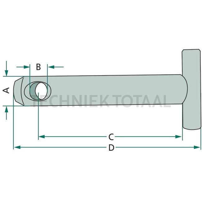 GRANIT Oberlenkerbolzen Kat. 1 - 20012835 | Ausführung: universal - mit T-Griff, ohne Kette | Kategorie: 1 | A: 19 mm | B: 11 mm | C: 116 mm | D: 134 mm