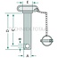 GRANIT Pin Cat. 2 - 20012848 | Version: With chain | Category: 2 | A: 25 mm | B: 12 mm | C: 105 mm | D: 120 mm | E: 32 mm