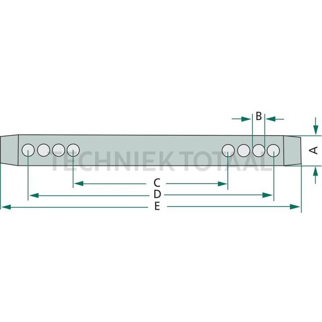 GRANIT Pin Cat. 1 - 200129332 | Version: Drilled on both sides - multiple times, without chain | Category: 1 | A: 19 mm | B: 5 mm | C: 75 mm | D: 165 mm | E: 190 mm