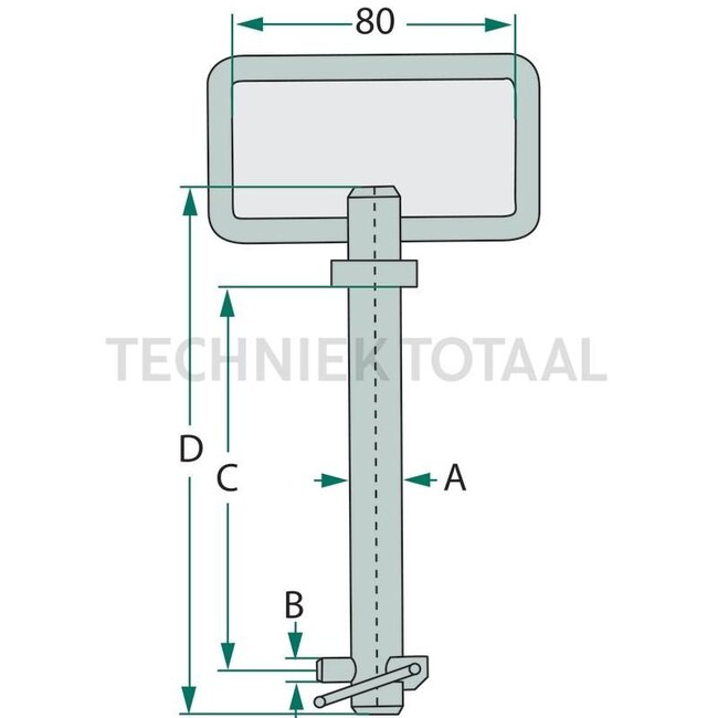 GRANIT Pin Special version - 20022165, 20022165 | Version: With chain | Category: Special version | A: 22 mm | B: 10 mm | C: 165 mm | D: 200 mm