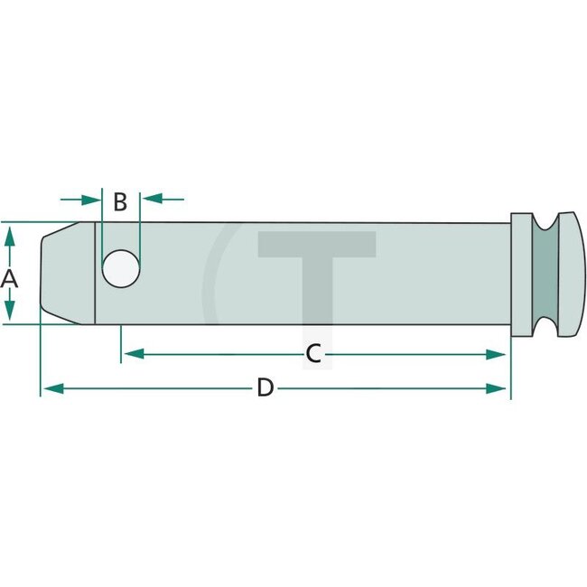 GRANIT Pin Cat. 4 - 20099156 | Version: Drilled on one side, without chain | Category: 4 | A: 45 mm | B: 14 mm | C: 175 mm | D: 195 mm