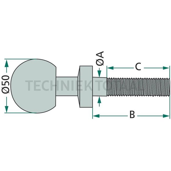 GRANIT Ball pin No road approval - 20000010, 6208-C-2Z, 79071520000010, 079071520000010 | Thread: 7/8 UNF | A: 22 mm | B: 190 mm | C: 100 mm | Version: Not approved for road use | For farm use only