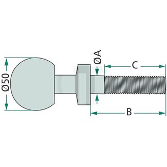 GRANIT Ball pin No road approval - Thread: 1 UNF. A (mm): 25,4 / 1"". B (mm): 195. C (mm): 100