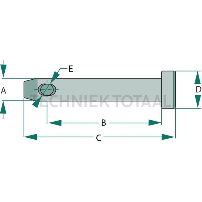 GRANIT Bolzen - 20000202, 211506, 8V16L1500, 6020000202 | Version: Drilled on one side, without chain | Category: Special version | A: 20 mm | B: 3,25 mm | C: 62,5 mm | D: 80 mm | E: 30 mm
