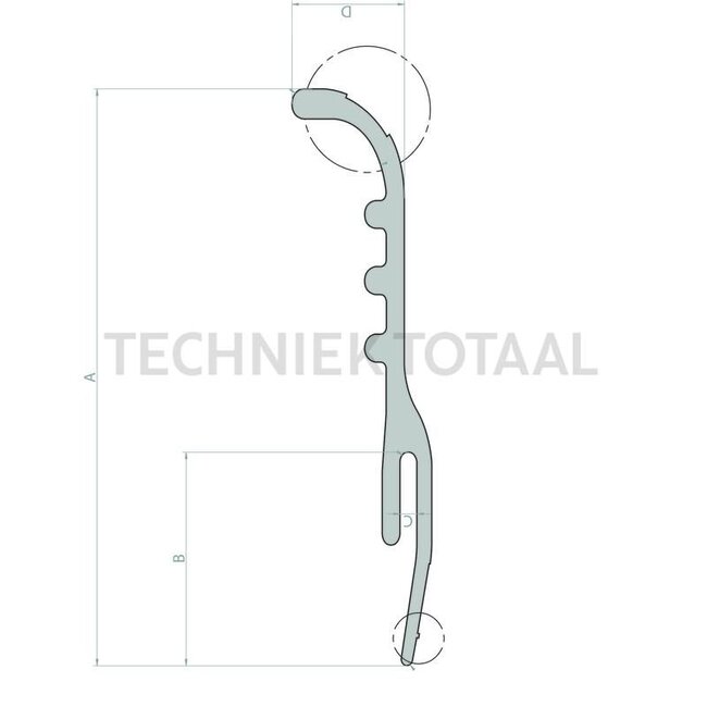 GRANIT Mudguard extension Roll length max. 25 meters - 65499299 | A: 124 mm | B: 57 mm | C: 4,5 mm | D: 30 mm | Width: 129 mm