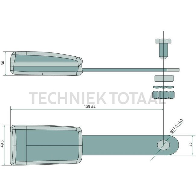 GRANIT Lap belt automatic retraction - 240ACC025T, 1598504, SB020, 1274331019, A000037717, 580062078 | Contents: - 1x automatic belt roller, (dimensions: 1000 x 45 mm), - 1x belt buckle (length: 165 mm), - 2x screw 7/16 UNF thread, - 2x nuts, - 2x washers | Vers