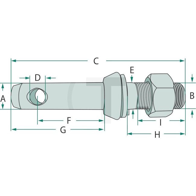 GRANIT Lower link pin cat. 3, 36 mm, thread 1-1/8 UNF, 146 mm