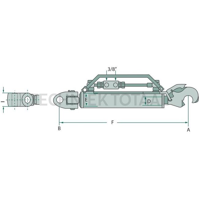 CBM Hydraulischer Oberlenker Kat.3 - 12260806, 2.1251.00.4, 02.1251.00.4 | A Kat.: 3 / 32 | B Kat.: 3 / 32 | F: 570 / 745 mm | Kolbenstangen-Ø D: 36 mm | Zylinder-Ø innen E: 70 mm | Sperrblock: oben | I: 51 mm | Bauart: Fanghaken / Gabelgelenk | Oberlenkertyp
