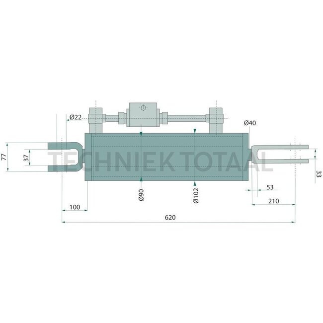GRANIT Hydraulische Hubstrebe Gabelkopf/Gabelkopf, 620 mm, Hub 280 mm | 000071802117, 0000071802117