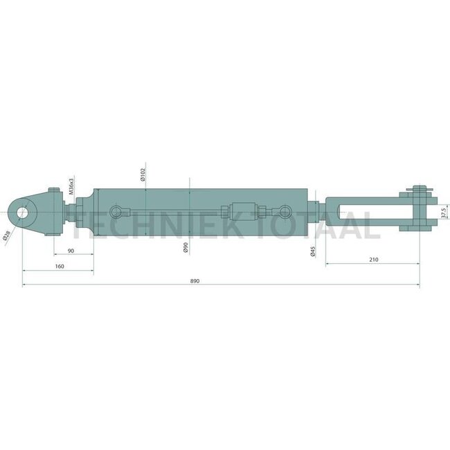 GRANIT Hydraulic lifting strut clevis/clevis, 890 mm, stroke 248 mm | 000071802118, 0000071802118