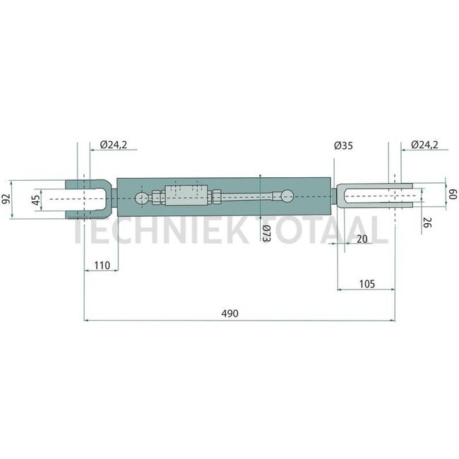GRANIT Hydraulic lifting strut clevis/clevis, 680 mm, stroke 208 mm