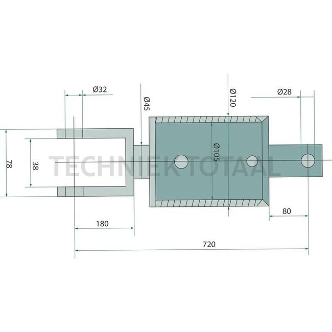 GRANIT Hydraulic lifting strut Check valve with 3/8" thread - 71806340, 501898 | Type: Clevis joint / perforated plate | A: 32 mm | S: 38 mm | B: 28 mm | L: 720 mm | C: 45 mm | D: 105 mm | Stroke: 260 mm | suitable for: Fendt | Length: 720 mm