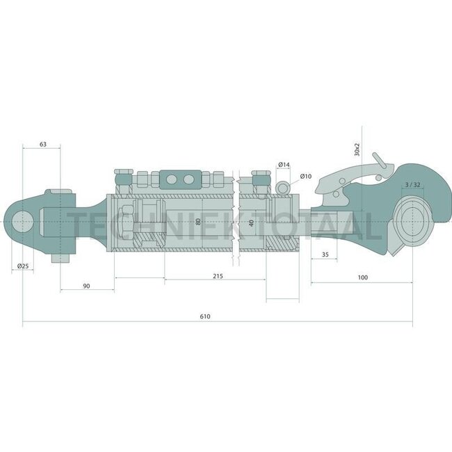 GRANIT Hydraulische topstang Cat. 2 - 610 / 825 mm