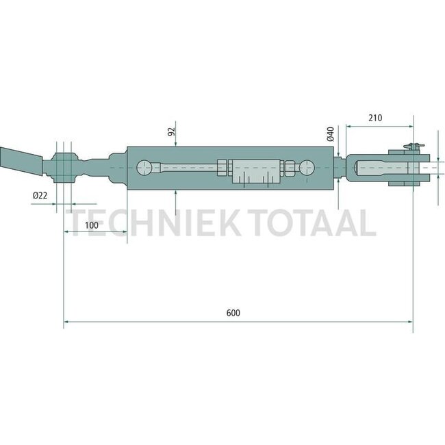 GRANIT Hydraulische Hubstrebe Hydraulik Hubarm - 71818010 | Bauart: Gabelgelenk / Kugelgelenk | B: 22 mm | L: 600 mm | C: 40 mm | D: 92 mm | Hub: 148 mm | passend für: Claas | Länge: 600 mm