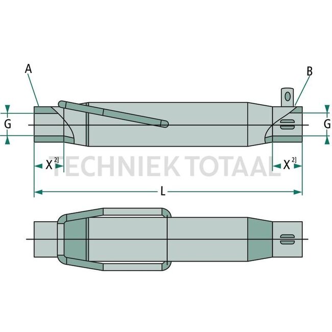 Walterscheid Bush - 395309690, 1309690 | Version: With grease nipple | I: M36 x 3 mm | L: 360 mm | Assembly notes: The sleeve has both a right-hand thread and a left-hand thread.