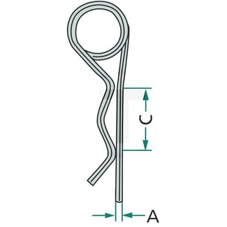 Federstecker-Satz - 5 Stück - Ausführung: verzinkt. A (mm): 4,5. C (mm): 20 - 26