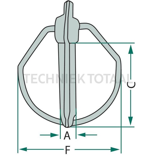 Klappstecker-Satz Kat. 3 - 2 Stück - 4990029 | Ausführung: verzinkt | A: 16 mm | C: 61 mm | F: 67 mm