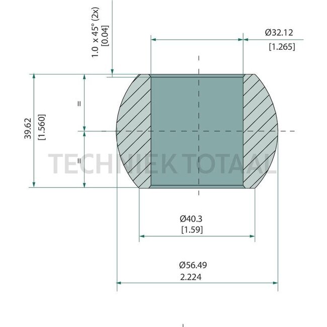 GRANIT Kugel für Hubstrebe, Kat. 3 / 4 - 11986116, R107278 | Kategorie: 3 / 4 | Ausführung: Standard | A: 32,12 mm | B: 56,49 mm | C: 39,62 mm | Beschreibung: Granit Standard Kugeln bestehen aus gehärtetem Manganchrom-Stahl, 16MnCr5. | passend für: John Deere