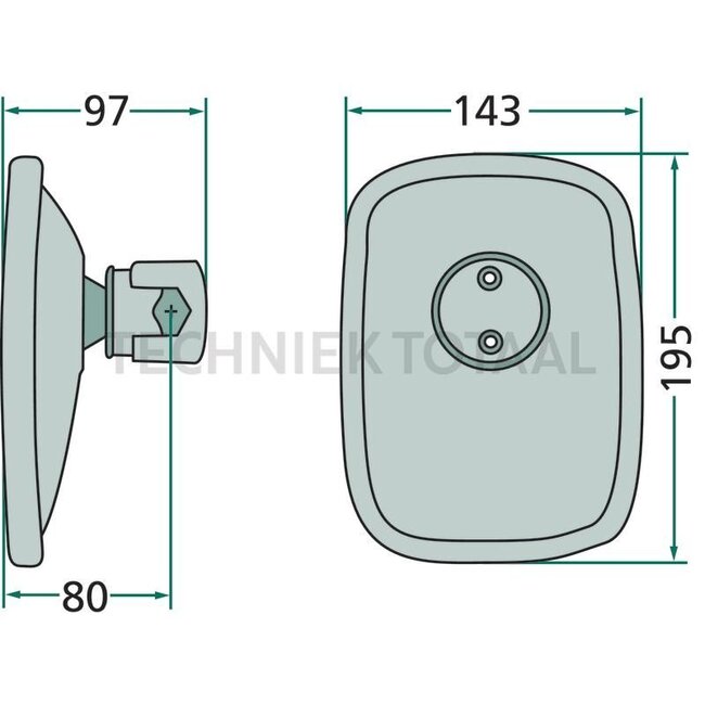 Spiegel - 65499037 | Abmessungen: 183 x 131 mm | Breite: 131 mm | Höhe: 183 mm | Ausführung: unbeheizt | Wölbungsradius: 1200 mm | Stangen-Ø: 10 - 22 mm