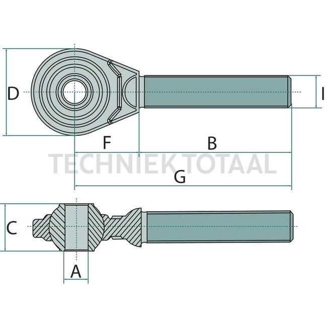 GRANIT Threaded spindle - 20002003, 319585A1, 87774077 | I: 1 3/4 mm | Version: Right-hand thread | A: 32 mm | B: 156 mm | C: 50,25 mm | G: 309 mm | D: 70 mm | F: 153 mm | Category: 3 / 32