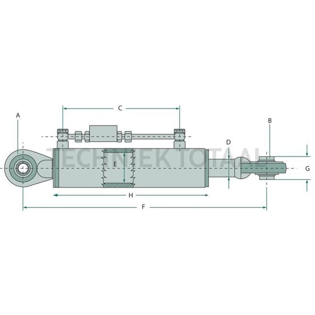 GRANIT Hydraulic top link Check valve top - 20000060, 31320000060 | A cat.: 1 / 19 | B cat.: 1 / 19 | F: 650 / 1050 mm | Piston rod Ø D: 30 mm | Cylinder Ø inner E: 50 mm | Check valve: Top | Lifting force: 3 t | Tensile force: 2 t | Adjustable: No | Stroke: 400