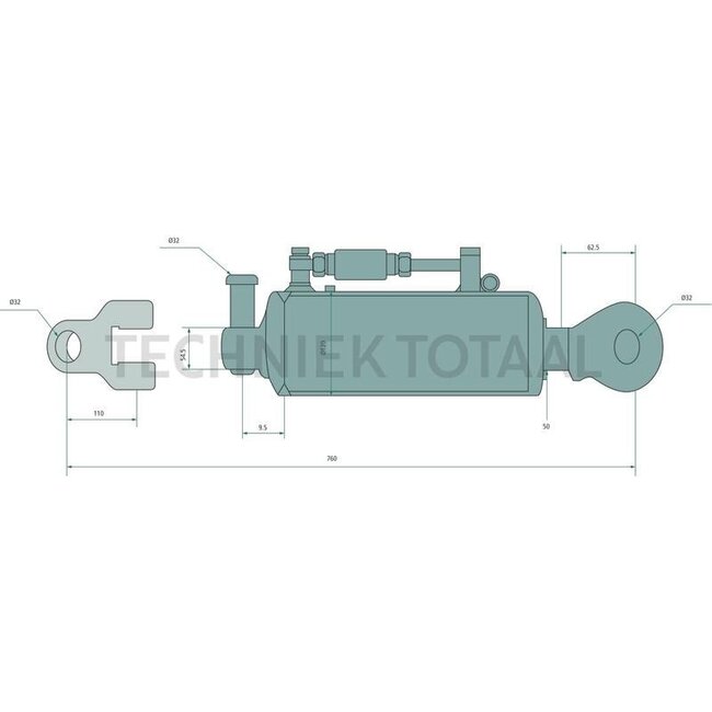 GRANIT Hydraulic top link cat. 3, 760 - 995 mm, stroke 235 mm, 18 ton | 4295829M91