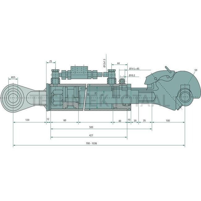 GRANIT Hydraulic top link cat. 2, 700 - 1036 mm, stroke 336 mm, Ø 70 mm | 84301987