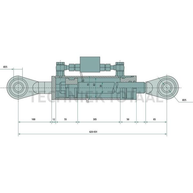 GRANIT Hydraulic top link Check valve top - 20000214, 8V16S2000, 6020000214, 211508, 4364607M22, 4305979M91, 4312426M92 | Top link type: hydraulic | Type: Ball joint/ball joint | A cat.: 2 / 25,4 | B cat.: 2 / 25,4 | F: 620 / 931 mm | Stroke: 311 mm | Piston rod