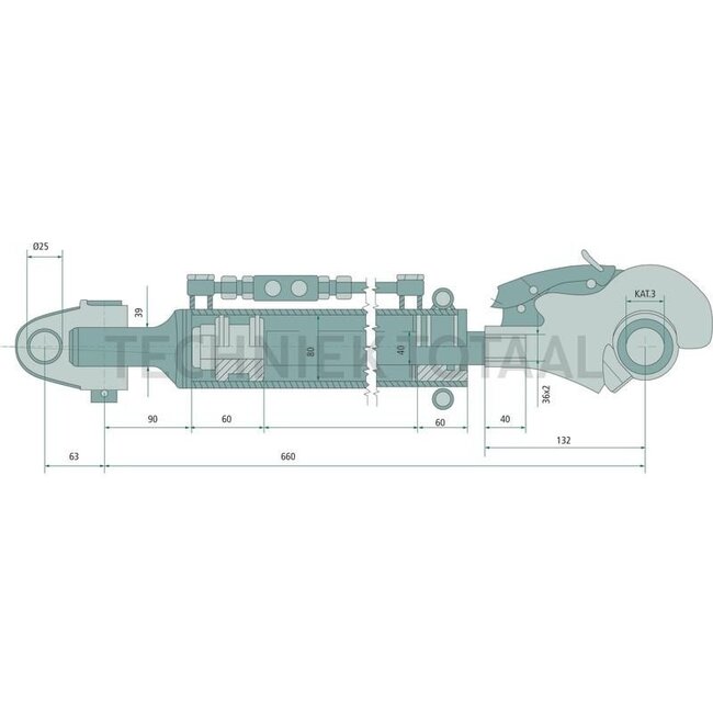 GRANIT Hydraulische topstang cat. 3 / 2, 660 / 888 mm, slag 228 mm | 6C20018203