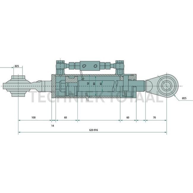 GRANIT Hydraulischer Oberlenker Sperrblock oben - 20000215, 002000021500, 0002000021500 | A Kat.: 2 / 25,4 | B Kat.: 2 / 25,4 | F: 620 / 916 mm | Kolbenstangen-Ø D: 40 mm | Zylinder-Ø innen E: 80 mm | Sperrblock: oben | Hubkraft: 9 t | Zugkraft: 6 t | Hub: 296 m