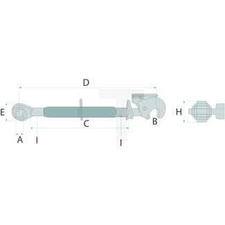 GRANIT Mechanische topstang cat. 2 / 25,4, 590 / 830 mm, M30, draadspindel