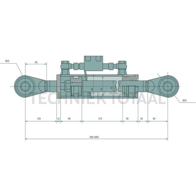GRANIT Hydraulic top link cat. 2/2, 700 - 1093 mm, stroke 393 mm, Ø 70 mm | 5095817