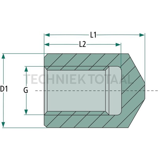 Walterscheid Weld-on sleeve - 395306215, 1306215 | L1: 68 mm | L2: 52 mm | D1: 50 mm | Thread G: M36 x 3