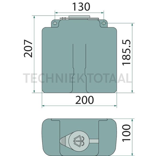 GRANIT Screenwash system tank Height 207 mm, length 200 mm, width 100 mm, capacity 3 l, volt 12 V - 65499625, 23310012000 | Width: 100 mm | Height: 207 mm | Contents: 3 litres | Length: 200 mm | Technical data: Pump mounting on container, Pump type: Dual/mono pu