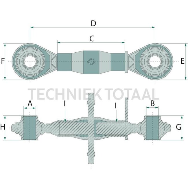 GRANIT Mechanische topstang Cat. 2 - 760 / 1060 mm