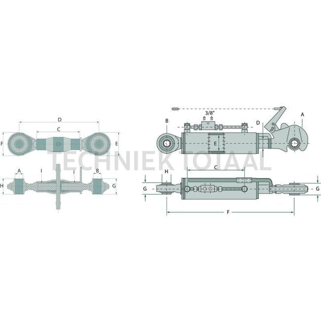GRANIT Mechanischer Oberlenker - 200118289 | passend für: Massey Ferguson | Bauart: Kugelgelenk / Kugelgelenk | I: 1 1/16" UNF mm | A Kat.: 2 / 25,4 | B Kat.: 2 / 25,4 | D: 670 / 830 mm | C: 546 mm | E: 64 mm | G: 51 mm | H: 51 mm | F: 64 mm | Oberlenkertyp: mec