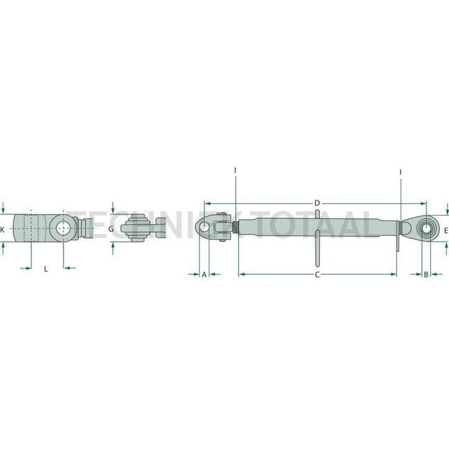 GRANIT Mechanical top link - 200118111 | I: M30 x 3,5 mm | A cat.: 2 / 25,4 | B cat.: 2 / 25,4 | C: 330 mm | D: 465 / 665 mm | E: 75 mm | G: 51 mm | K: 51 mm | L: 63 mm | Version: Standard | Type: Clevis joint/ball joint | Top link type: mechanical