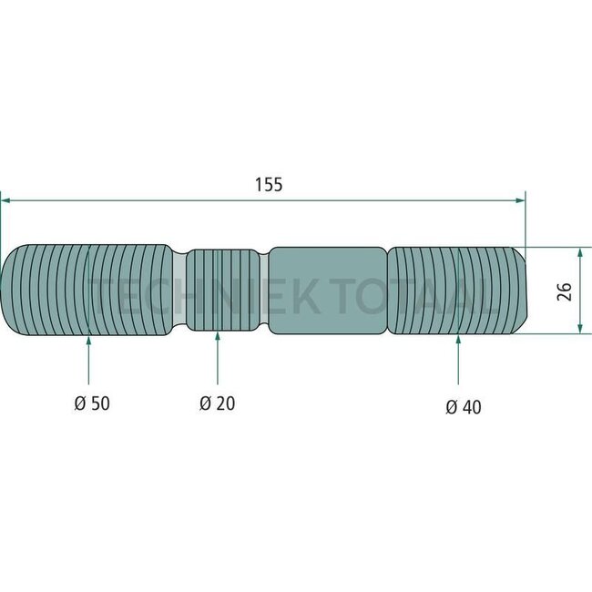GRANIT Threaded rod for lifting strut - 71802072, 299607A1, I299607A1 | Dimensions: 27 x 155 mm