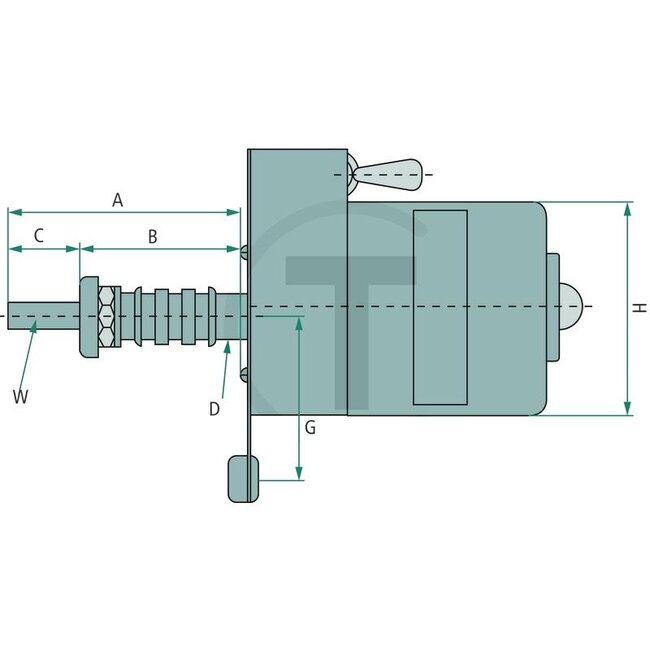 GRANIT Ruitenwissermotor - 65499003 | Hoek: 110 ° | Volt: 12 | A: 61 mm | B: 46 mm | C: 15 mm | D: M10 x 1 mm | G: 45 mm