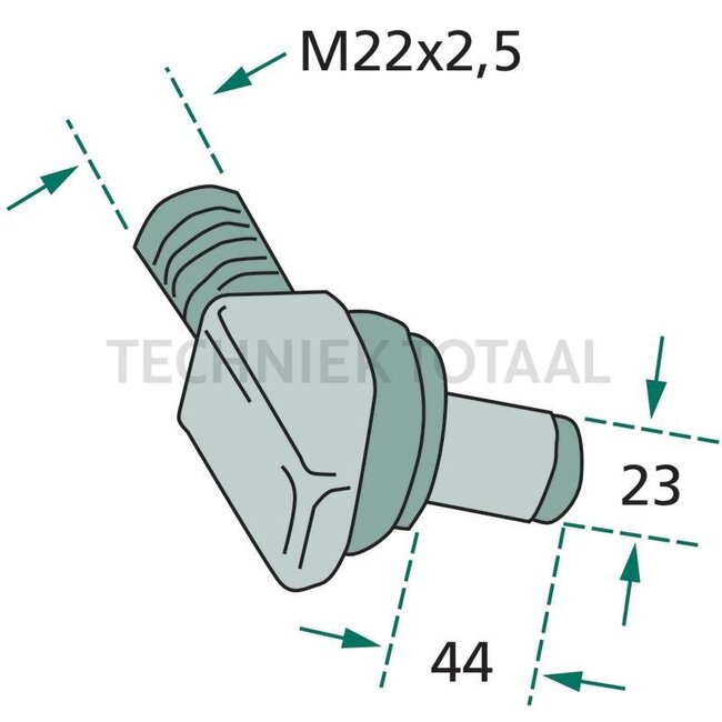 GRANIT Angled screw for lower link strut - 71806189, 135872040030 | Dimensions: Thread = M22 x 2.5 mm