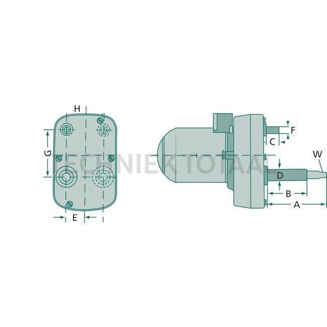 GRANIT Ruitenwissermotor - 65499005 | Hoek: 120 ° | Volt: 12 | A: 65 mm | B: 50 mm | D: M10 x 1 mm | Omw./min.: 40 | W: M6 mm | Ruitenwisserbladlengte max.: 725 mm