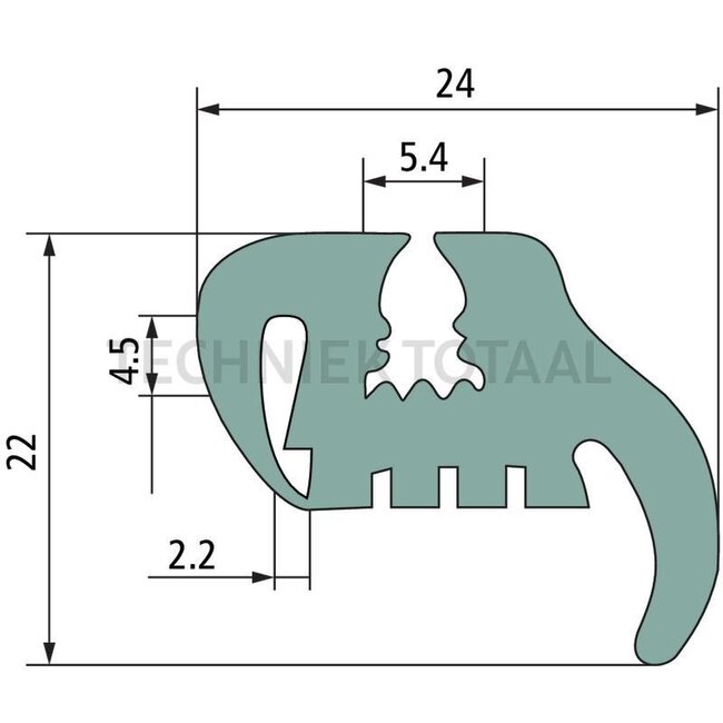 GRANIT Rubber seal - 25 meter - 654921450/25 | Clamping range: 2,2 mm | Length: 25 m | B: 24 mm | H: 22 mm