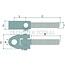 GRANIT Fork joint head - 20012026 | I: M36 x 3 mm | C: 220 mm | A: 36,5 mm | D: 87 mm | E: 51 mm | d1: 28 mm | B: 190 mm | Version: Left-hand thread