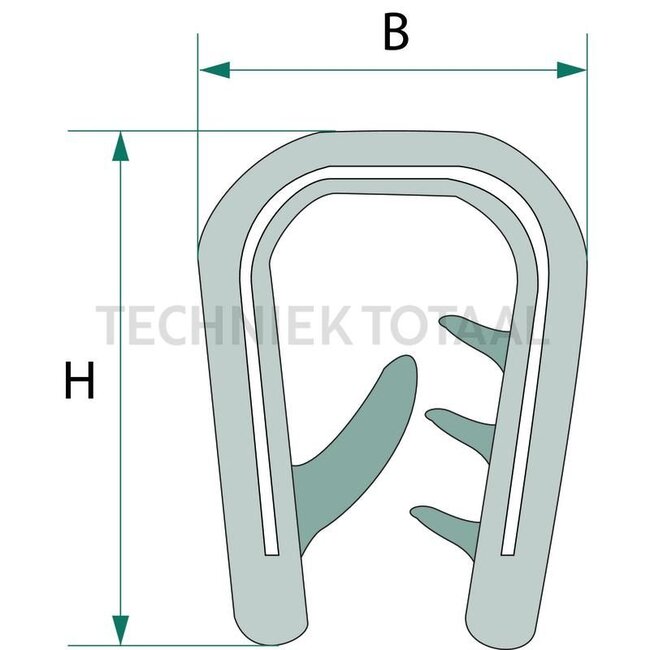 GRANIT Rubber seal - 5 meter - 654921450/5 | Clamping range: 2,2 mm | Length: 5 m | B: 24 mm | H: 22 mm