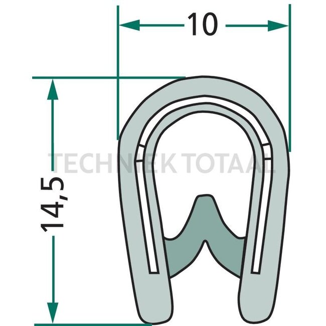 GRANIT Window rubber clamping range 1 - 4 mm, b 10 mm, h 14,5 mm - 1 meter