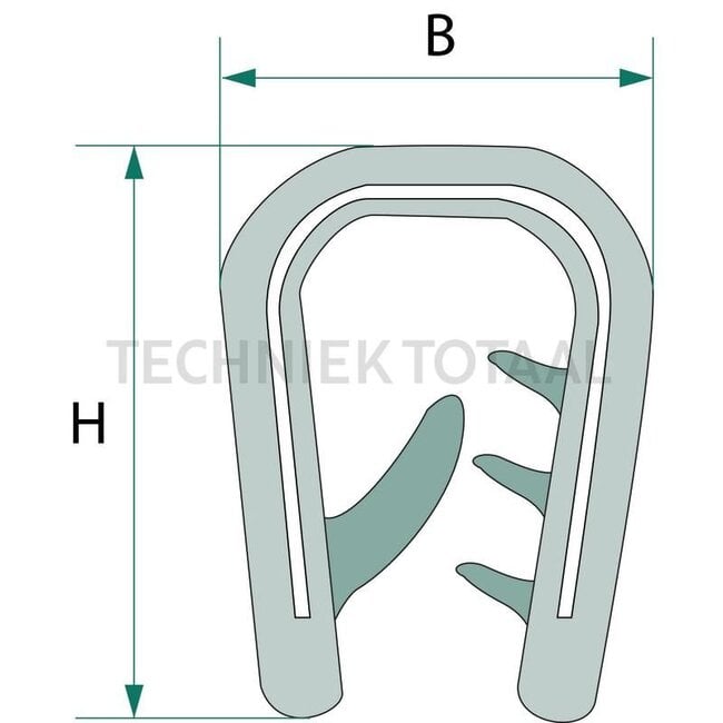 GRANIT Rubber seal - 25 meter - 654A1009/25 | Clamping range: 0,8 - 1,5 mm | Length: 25 m | B: 5,5 mm | H: 8 mm