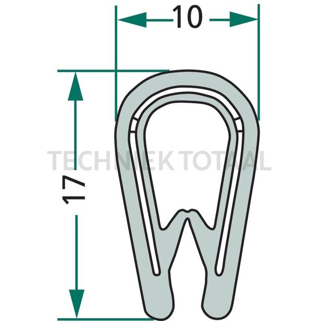 GRANIT Rubber seal - 5 pcs. - 654A1018/5 | Clamping range: 1 - 4 mm | Length: 5 m | B: 10 mm | H: 17 mm