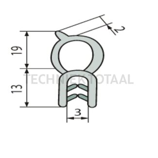 GRANIT Rubber seal - Clamping range (mm): 45384. Length (m): 1. B (mm): 8. H (mm): 32